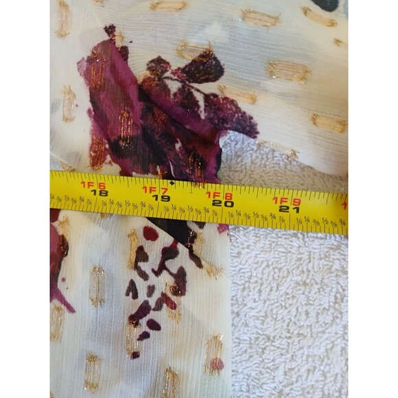 Soft Surroundings Floral Tunic Top Metallic Ruffles Tassels Boho Size Medium - Picture 12 of 16